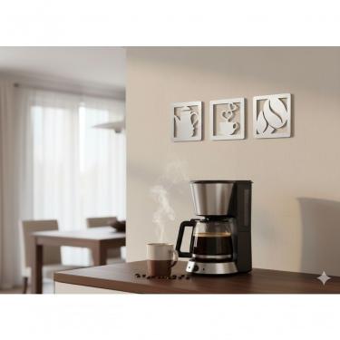 Imagem de Kit 3 Placas Decorativas Cantinho do Café Design Vazado MDF Branco Trio Alimentos