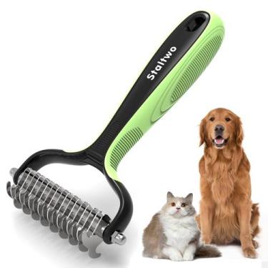 Imagem de Escova de tosa para pets STALTWO 2 em 1 com rastelo para subpelo, verd