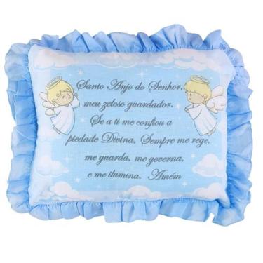 Imagem de Travesseiro Bebê Oração do Santo Anjo do Senhor Infantil Macio e Confo