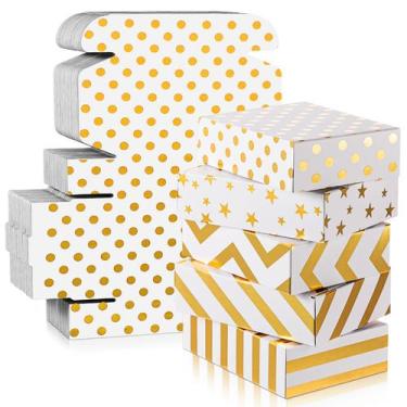 Imagem de Caixas para Envio Qilery 100 Unidades Branco com Dourado 15x10x4 cm