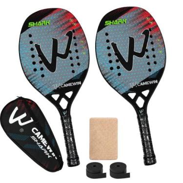 Imagem de Kit 2 Raquetes Beach Tennis Camewin Fibra de Carbono 3K, Shark grey