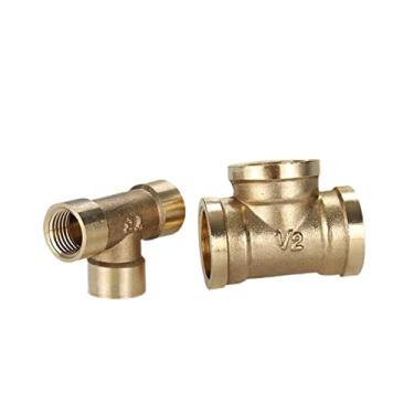 Imagem de Conexões em T de latão Macho Fêmea Rosca 3 Formas Tipo T Peças Pneumáticas Adaptador Igual Conector de Mangueira de Gás, 1 4 MMM
