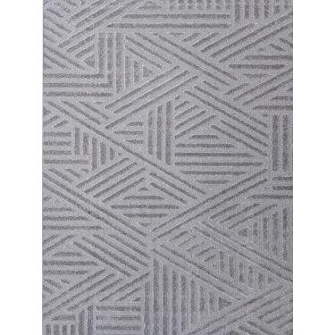 Imagem de Tapete Felpudo em Relevo Realce Trama Cinza 3,00x4,00