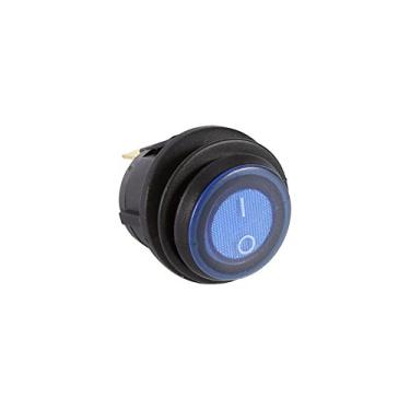 Imagem de Interruptor redondo de carro de 3 pinos 12 V 16 A, 12 V, luz de LED, balancim redondo liga/desliga SPST interruptor azul