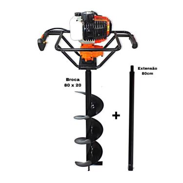 Imagem de KIT Perfurador de Solo Vulcan VPS520 2T 52CC 2,5HP com Broca 80x20cm + Extensão Extra Kawashima 80cm