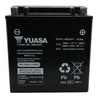 Imagem de Bateria Yuasa YIX30L-BS Harley Road King, Street Glide, Electra Glide Ultra, Touring