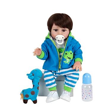 Imagem de Boneca Bebê Reborn Corpo de Silicone Menino Realista Pintado Original 48cm (Menino Boneco Girafa)