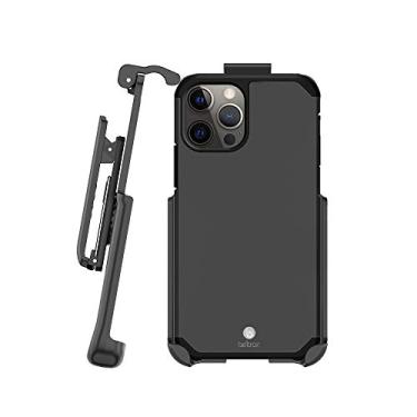 Imagem de BELTRON Capa com clipe de cinto para iPhone 12/12 Pro, capa híbrida resistente de proteção total fina e coldre giratório com clipe de cinto com suporte embutido (cinza metálico)