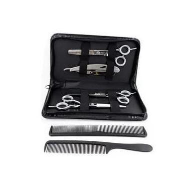 Imagem de Kit 3 Tesouras Obopekal Profissionais + Estojo P/Barbeiro + Navalhete + s (Cromado)