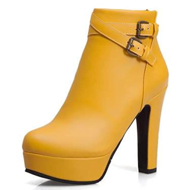 Imagem de Bota feminina bico fino botas de tornozelo sapatos de casamento com salto grosso bloco grosso salto alto cano baixo botas femininas