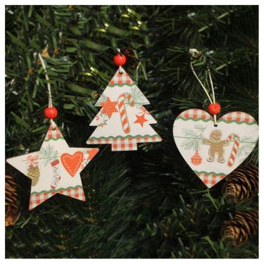 Imagem de Kit 12 Enfeites Pendentes Para Árvore De Natal Em MDF 7cm