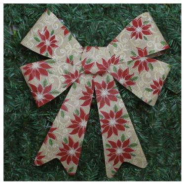 Imagem de Enfeite Árvore Natal Laço Decorado Com Flores 46 Cm