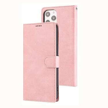 Imagem de YINGDAFENG Capa carteira para iPhone 14 Promax, capa flip de couro PU magnético com compartimentos para cartão suporte de visualização e proteção da câmera à prova de choque, capa interna de TPU (poliuretano termoplástico) rosa