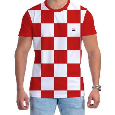 Imagem de Camiseta Xadrez Masculina Futebol Copa Camisa Croácia 2022 - W2 Store