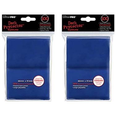Imagem de 200 capas protetoras de deck azul ultra-pro 2 pacotes - tamanho padrão Magic the Gathering