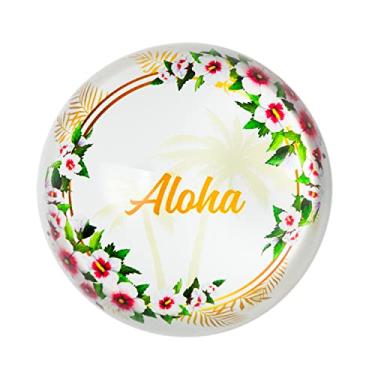 Imagem de Aloha Designs Organizador de mesa Aloha peso de papel - peça de destaque de mesa 3 polegadas cúpula de vidro peso de papel, ótimo para mesa, organização de correio, lembrança, organizador de papel, decoração de casa - Plus 1 adesivo Aloha