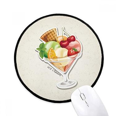 Imagem de DIYthinker Mouse pad cereja laranja morango fruta doce sorvete desktop escritório tapete redondo para computador