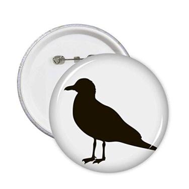 Imagem de Broche de retrato de animal gaivota preta com botão de emblema para decoração 5 peças