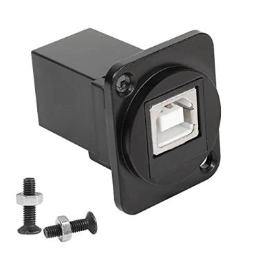 Imagem de QIANRENON Conector de montagem em painel USB 2.0 Tipo B Adaptador de impressora extensor fêmea para fêmea conector acoplador com parafusos para impressora, máquina de fax scanner