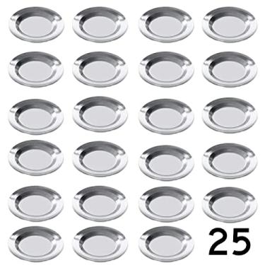 Imagem de Kit 25 Pratos Alumínio Polido Reforçado para Merenda Escolar