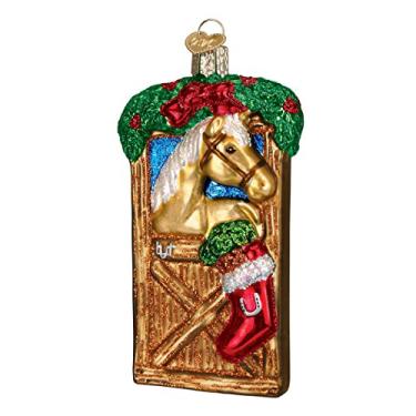 Imagem de Old World Christmas Ornamentos soprados de vidro para árvore de Natal em estábulo, marrom/castanho/vermelho/verde
