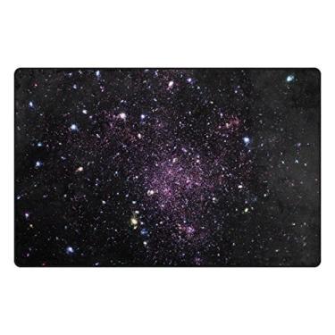 Imagem de Tapete de área preto My Daily Galaxy and Stars da Alaza, 9,5 cm x 1,7 m, sala de estar, quarto, cozinha, tapete impresso, exclusivo, leve