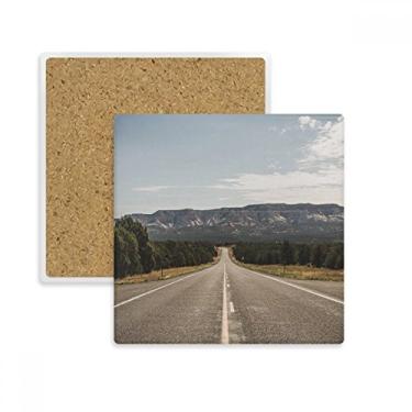 Imagem de Porta-copos quadrado para viagem em estrada, céu ao ar livre, floresta, porta-copos, suporte subplaca, pedra isolante