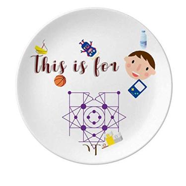 Imagem de Prato de porcelana circular central quadrado para jantar redondo para meninos