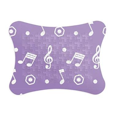 Imagem de White Music Notes moldura roxa quebra-cabeça papel cartão quebra-cabeça casa