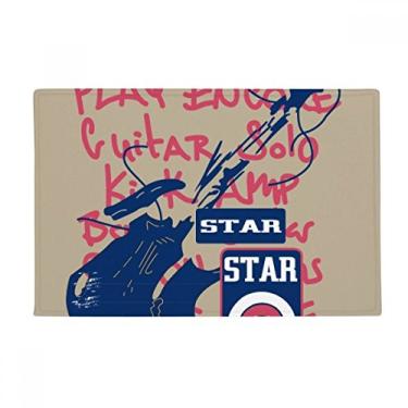 Imagem de DIYthinker Tapete de guitarra com estampa de rabiscos, tapete antiderrapante para porta de banheiro