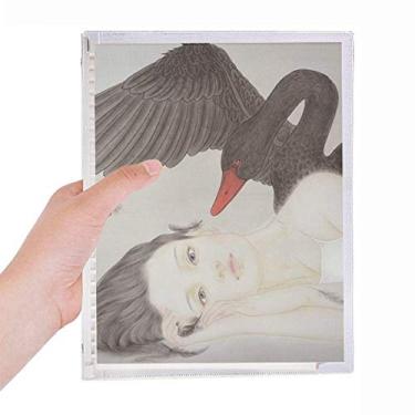 Imagem de Caderno de aquarela estilo chinês Beauty Black Swan com folhas soltas e diário recarregável