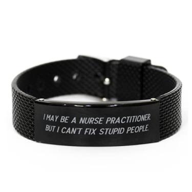 Imagem de SpreadPassion Bracelete de malha de tubarão preto para enfermeiras, I May Be a Nurse, New Nurse praticante de enfermeiras, pulseira gravada da Boss