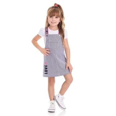 Imagem de Conjunto Infantil Menina Salopete Blusa Love Rosa TMX-Feminino