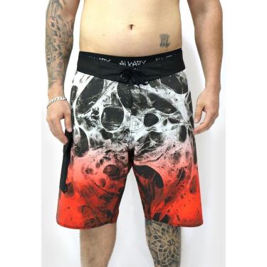 Imagem de Bermuda Água Alkary Psicodélica Preta e Vermelha-Masculino
