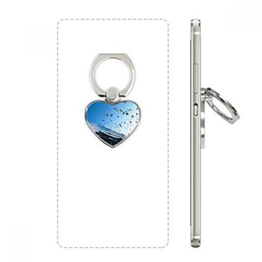 Imagem de Pássaros Casa Branca Céu de Neve Coração Suporte Suporte Universal Presente