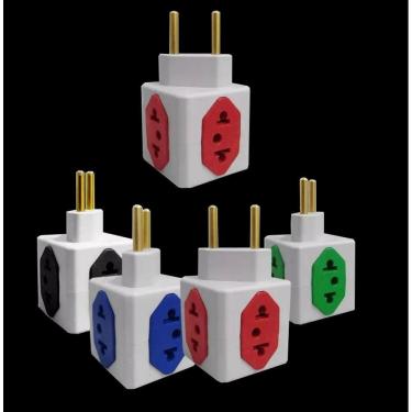 Imagem de Kit 10 Adaptador de Tomada Cubo Colorido 4 Entradas 10A  20A