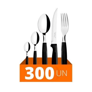 Imagem de Faqueiro Ipanema 300 Peças Lâminas Em Aço Inox Cabo Preto Ptop - Tramontina