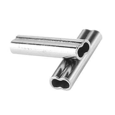 Imagem de Manga de crimpagem de alumínio 200 peças de mangas de arame de pesca - mangas duplas de barril de linha de pesca, tubo de pesca, conector de tubo de cobre, diâmetro interno 1,0 mm-2,2 mm, 6 tamanhos