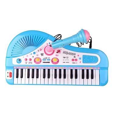 Imagem de Dynwave Teclado de música digital, piano de 37 teclas para crianças, com microfone, brinquedos, órgão eletrônico para crianças de 3 a 5 anos, Azul