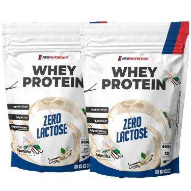 Imagem de Kit 2 Whey Protein Concentrado Zero Lactose Baunilha 900g NewNutrition-Unissex