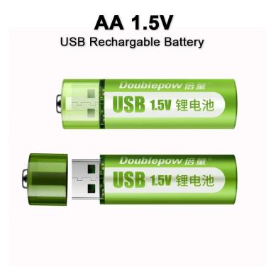 Imagem de Bateria recarregável do li-íon do aa do usb 1800mwh da bateria recarregável de 1.5v aa para a