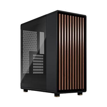 Imagem de Fractal Design North Charcoal Black Vidro temperado escuro - Frente de madeira de nogueira genuína - Painel lateral de vidro - Dois ventiladores PWM de aspecto de 140 mm incluídos - USB tipo C - ATX