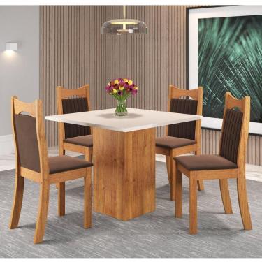 Imagem de Conjunto de Jantar Mesa Quadrada Olimpia com 4 Cadeiras Dalas Mel/Blonde/Bombom