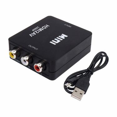 Imagem de Adaptador escalador HDMI para RCA HDMI2AV 1080P Mini HD preto