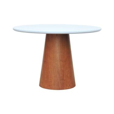Imagem de Mesa De Jantar Tampo Em Vidro Base Cone Laminado Cinamomo Amêndoa Tampo 150 Branco-vidr...