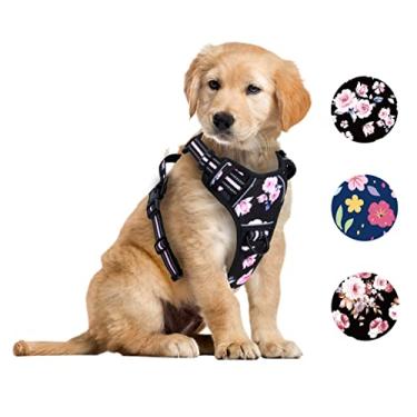 Imagem de Peitoral para cachorrinhos, colete para cães Foxyep sem puxar para cães pequenos com alça de controle fácil alça refletiva para caminhadas de filhotes, treinamento, respirável sem engasgos e peitoral para filhotes (pequeno, rosa rosa)