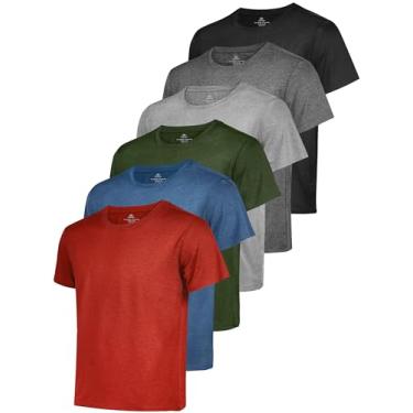 Imagem de URATOT Camiseta esportiva masculina de gola redonda de manga curta, ajuste seco, corrida, academia, academia, Preto, cinza escuro, cinza claro, verde pinho, vinho, azul, 3G