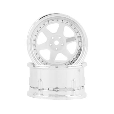 Imagem de DS Racing Drift Element 1/10 RC Drift Car Rims Wheels, Set of 2, 6-Spoke, Adjustable Offset, Compatible with Yokomo YD MD RD, MST RMX, Reve D RDX, Redcat RDS, HPI, Tamiya TT (White w/Chrome Lip)