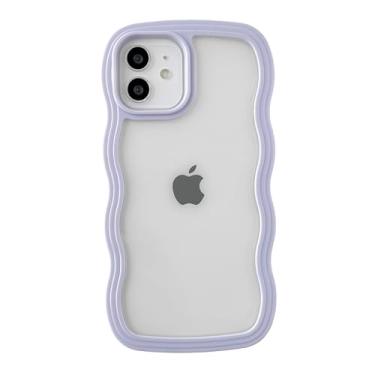 Imagem de Caseative Capa para iPhone 12, linda capa de celular macia à prova de choque com moldura ondulada (roxa)