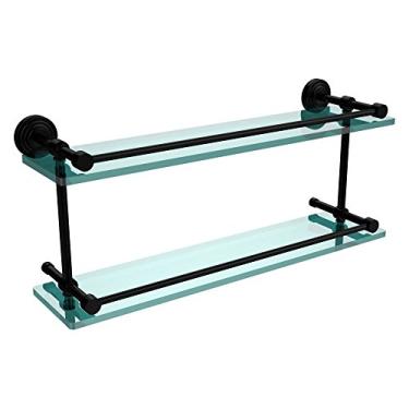 Imagem de Prateleira de vidro de trilho de galeria dupla WP-2/16-GAL-BKM Wp 2 Gal Waverly Place Inch Double Gallery, 40 cm, preto fosco